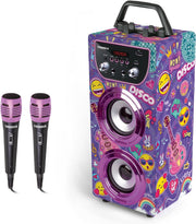 Kids Karaoke Machine 2 Microphones Blue Bluetooth FM USB