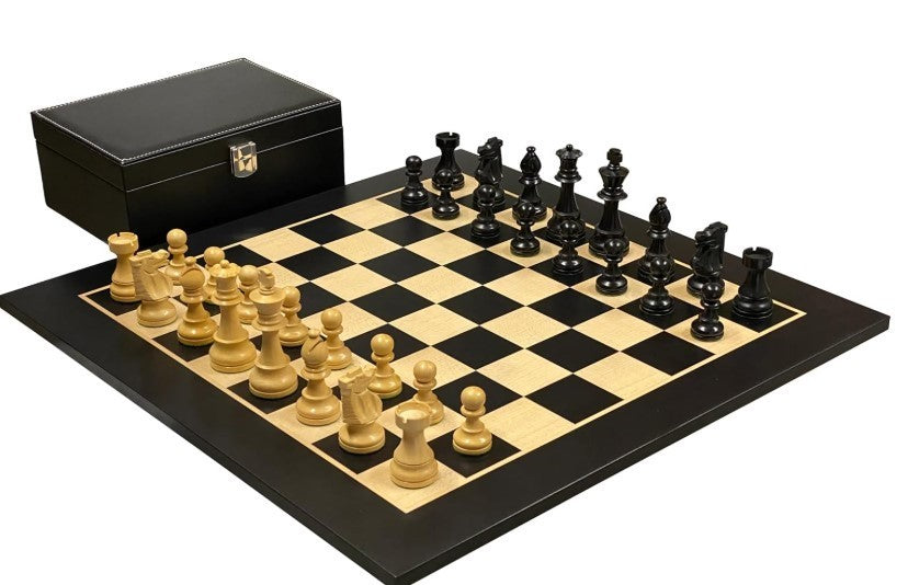 Luxury Anegre Wooden Chess Set with Weighted Pieces & Storage Case