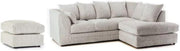 L Shape Jumbo Cord Corner Sofa 4-Seater Cream Memory Foam Scatter Back