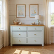 6 Drawer Chest Grey Wood Storage Unit Oak Top Dresser Bedroom Organiser