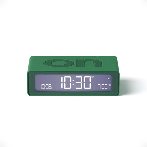 Mini Digital Alarm Clock LED Flip On Off Rechargeable Bedside Green