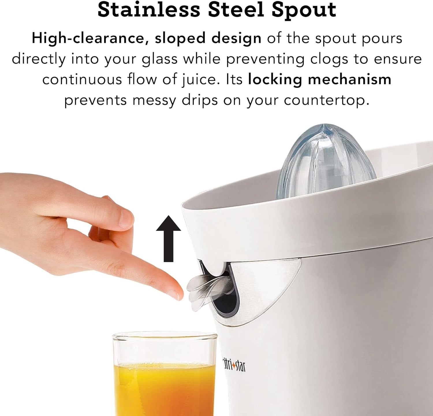 Electric Citrus Juicer Quiet Powerful Motor Drip Free Easy Clean 0.6L