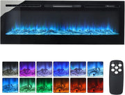 102cm Wall-Mounted Electric Fireplace with Remote & 12 LED Flame Colors