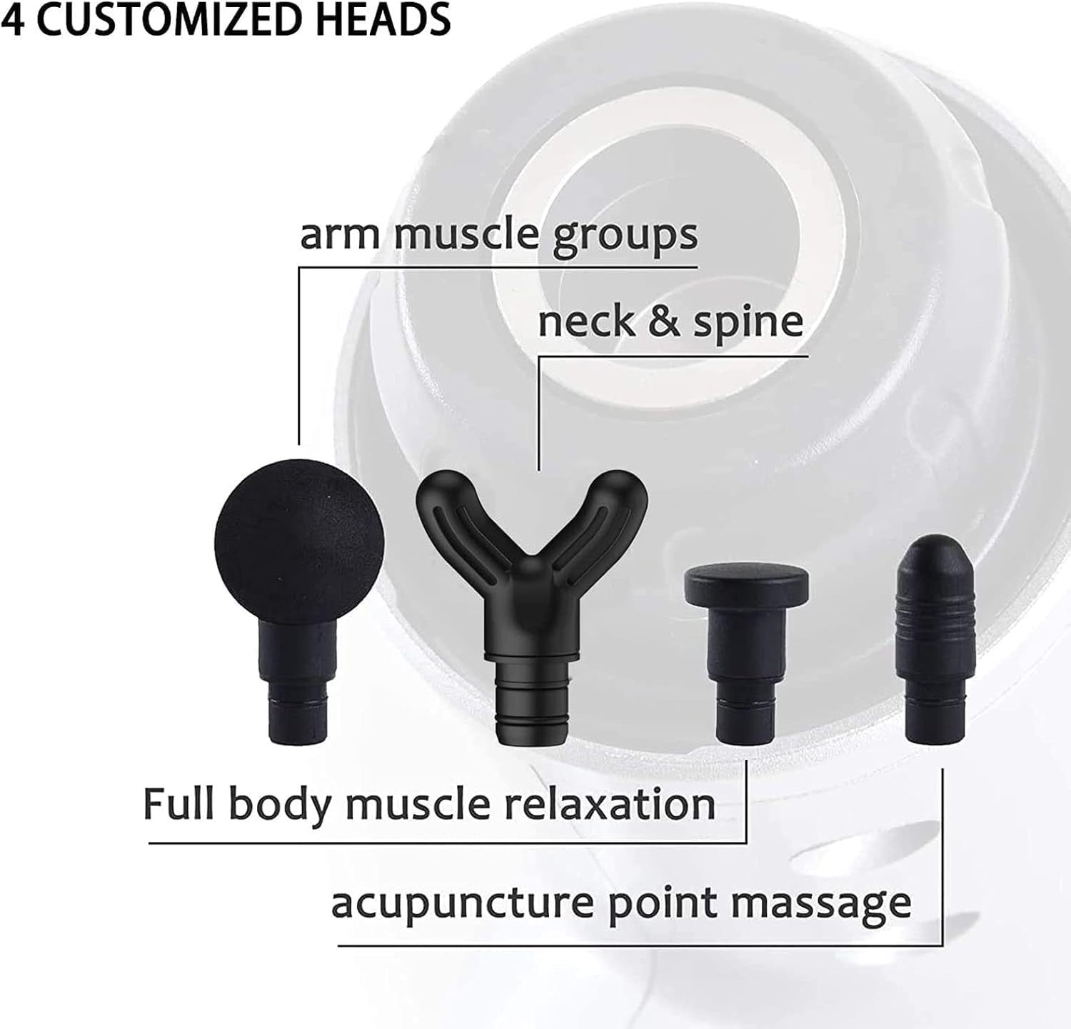 Deep Tissue Massage Gun Aluminium Body 5 Speeds 4 Heads Muscle Recovery