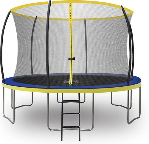 12FT Round Outdoor Trampoline w Safety Enclosure Ladder PVC Padding