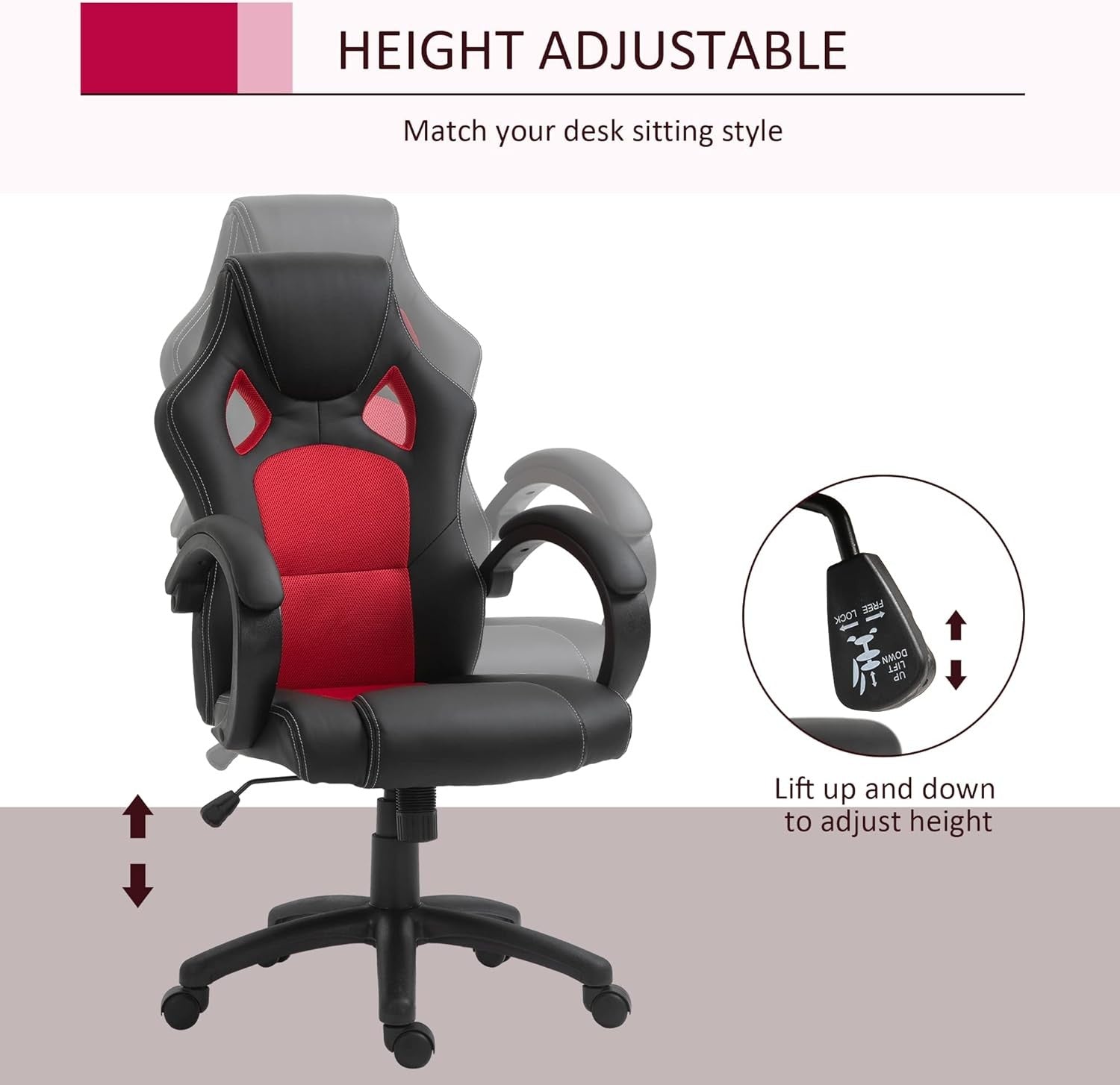 Gaming Chair Racing Style Swivel Faux Leather Office Desk