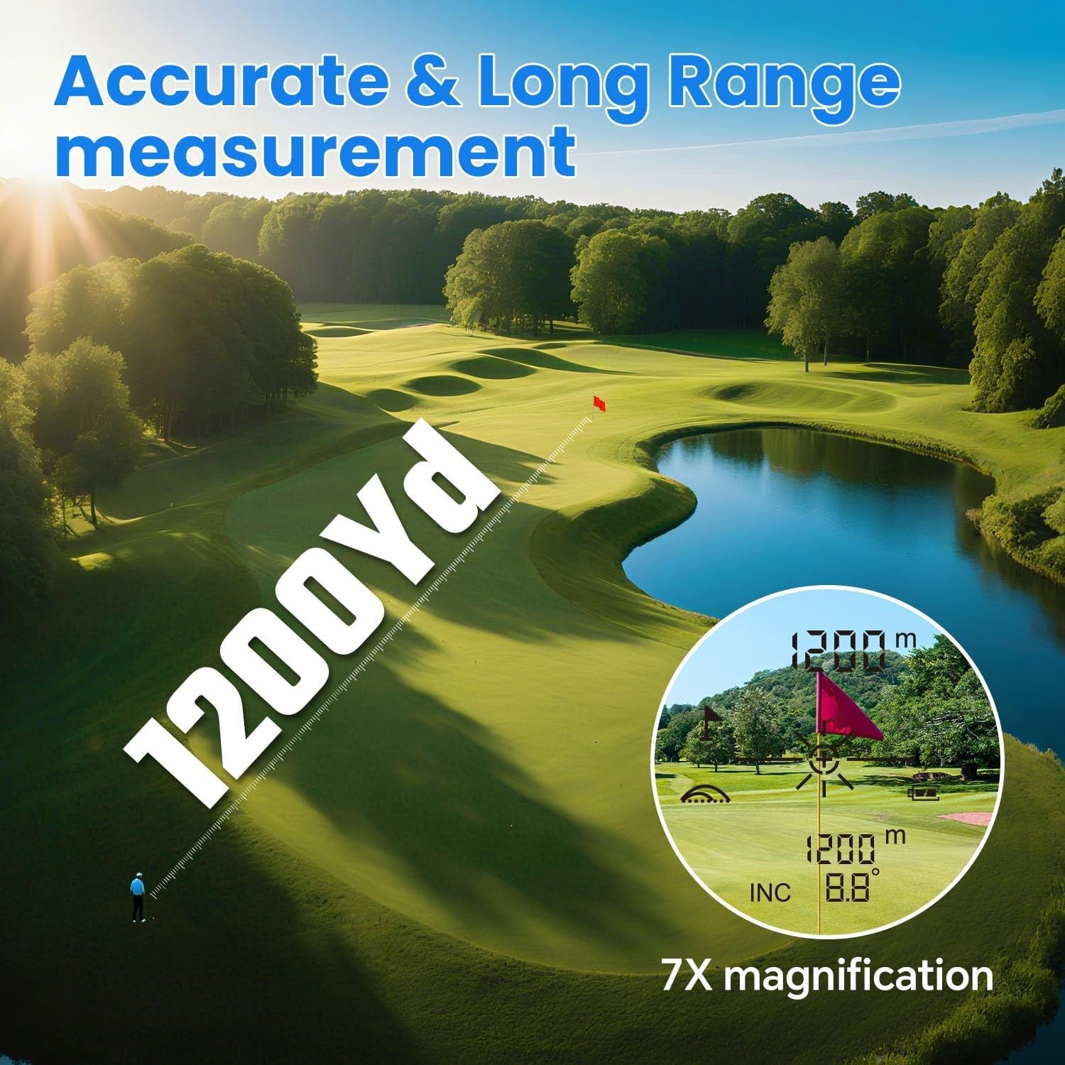 Golf Range Finder 1200 Yards Slope Flag Lock Vibration Rechargeable