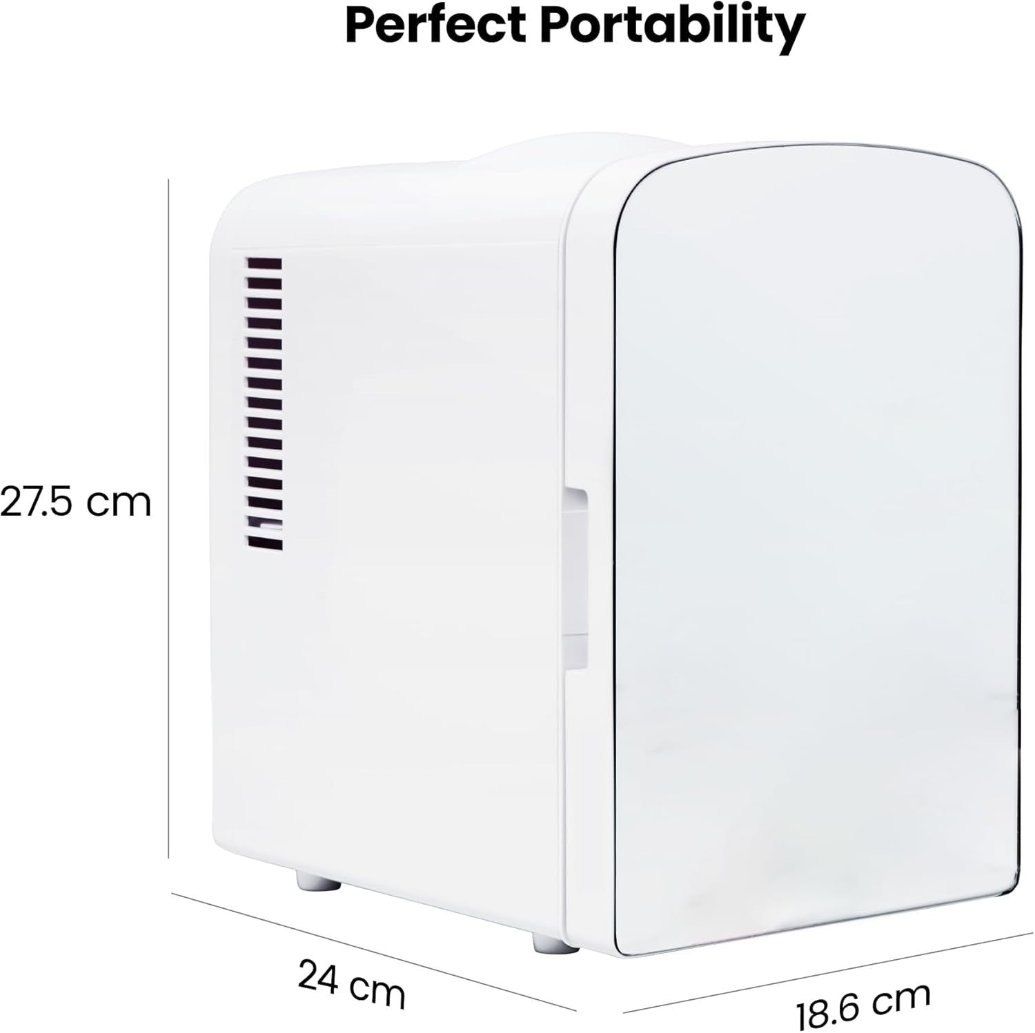 4L Mini Fridge Mirrored White Cooler & Warmer Portable Desk Cosmetic