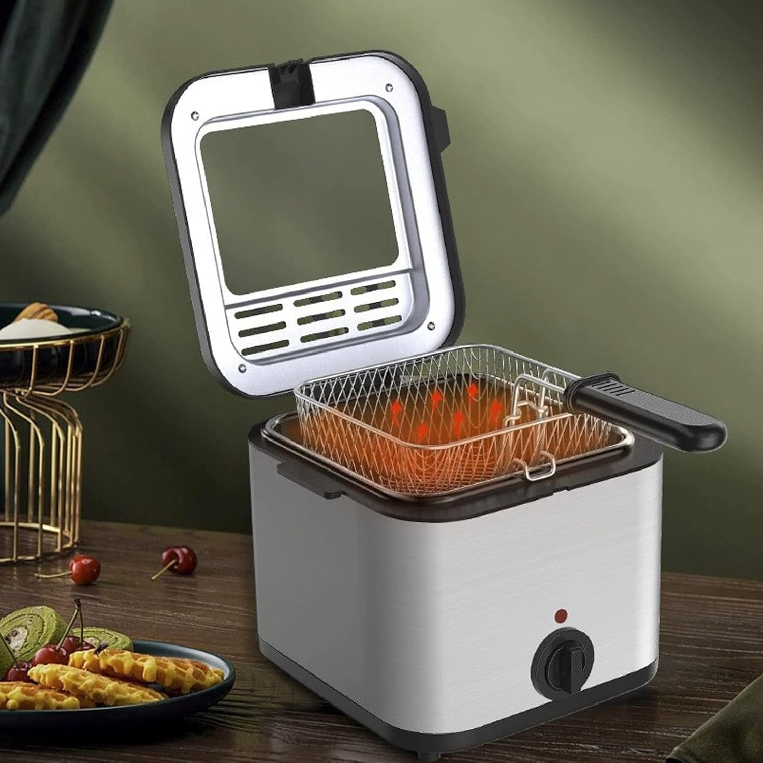 2.5L Electric Deep Fat Fryer 1000W Easy Clean Adjustable Temp