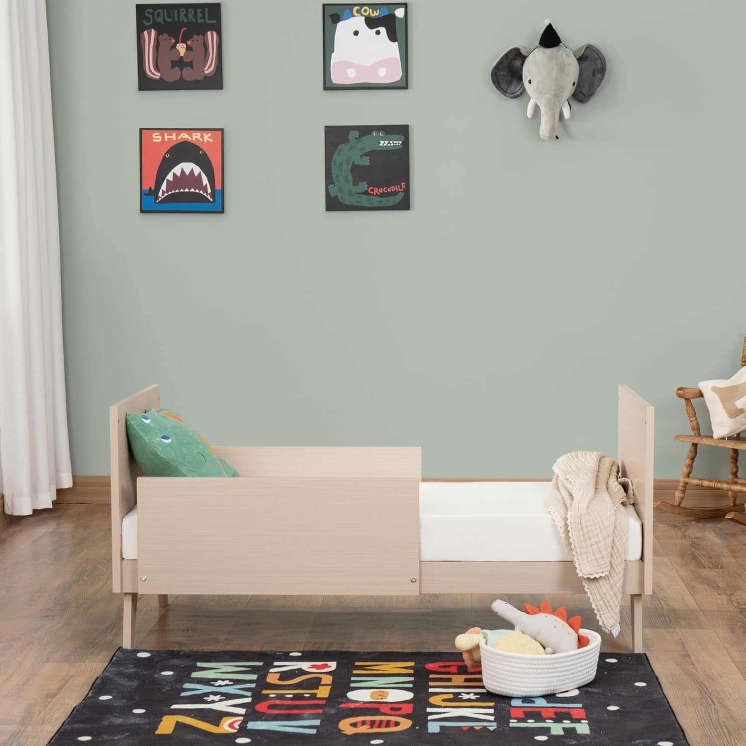 3in1 Convertible Toddler Bed Baby Cot Bed & Sofa Adjustable Height w/ Mattress