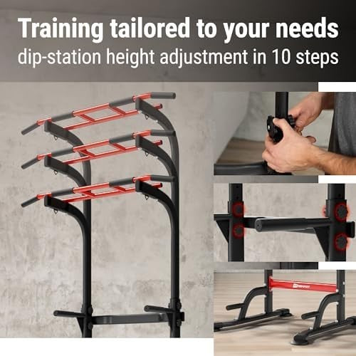 Adjustable Pull Up Dip Station Power Tower Multi-Grip Home Gym 150kg