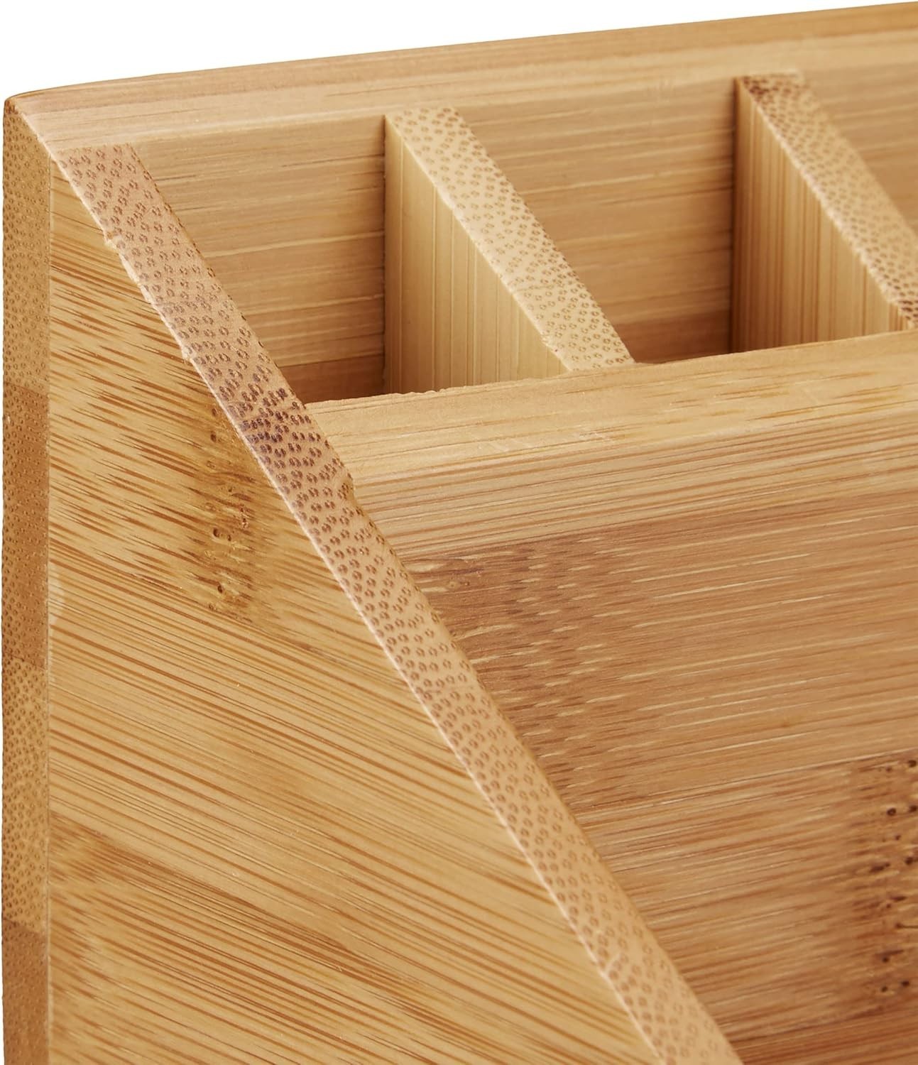Bamboo Desk Organizer Pencil Holder 10 Compartments Office Storage Tray