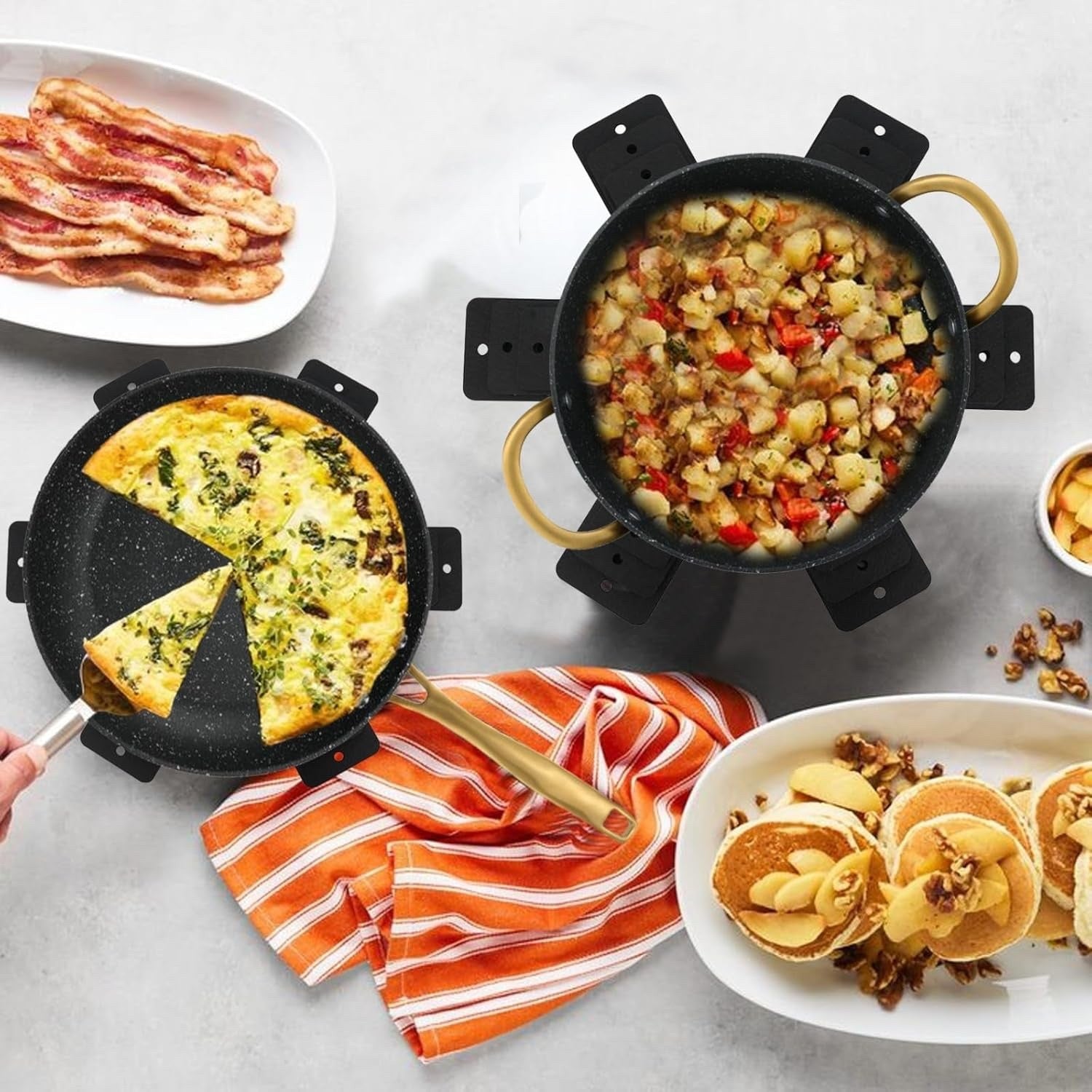 9Pcs Black Non-Stick Cookware Set, Granite Coating Pots & Pans with Lids