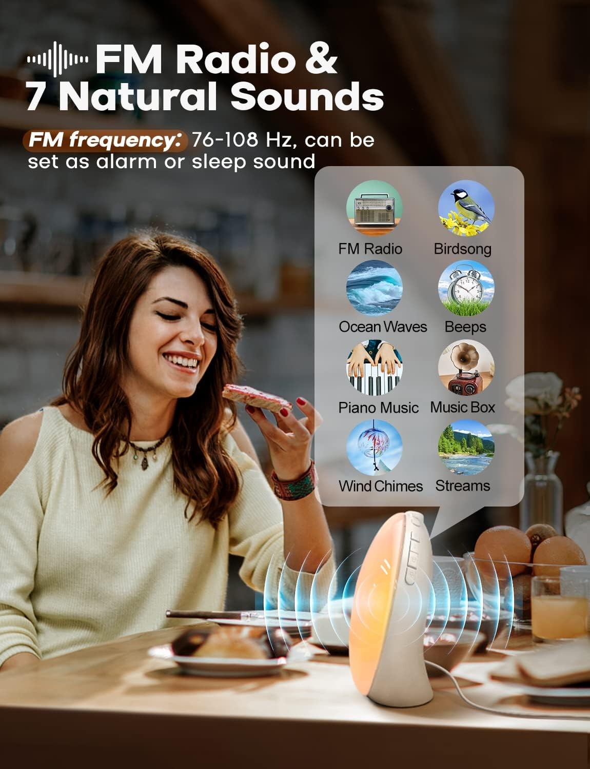 Sunrise Wake Up Light Alarm Clock FM Radio Display Dual Alarm