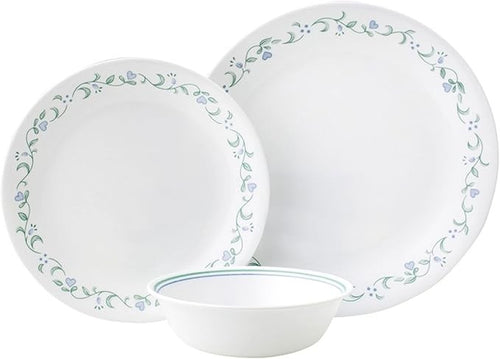 12pc Lightweight Dinnerware Set Plates Bowls Space Saving Durable Glass