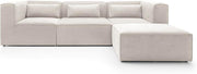 White Corner Sofa L Shape | Modular 4 Seater Chenille Sectional | Soft & Modern
