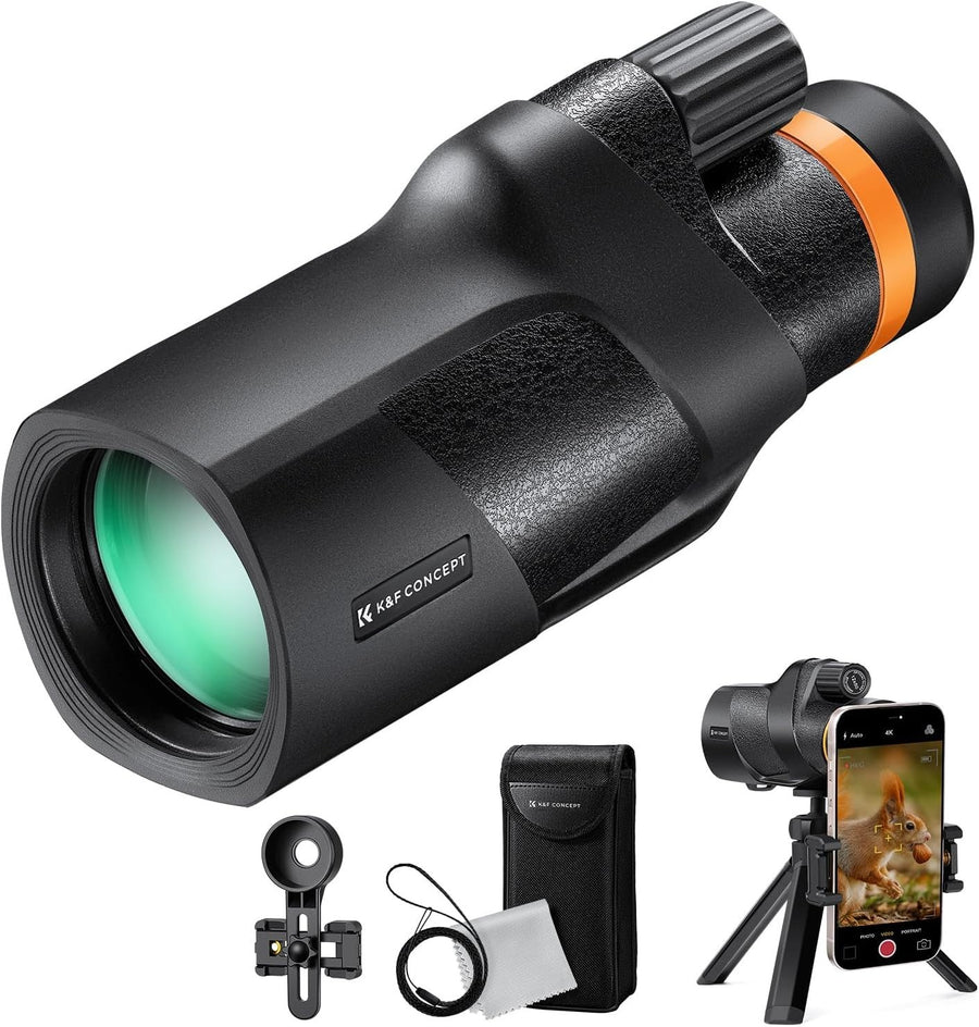 12X50 HD Waterproof Monocular w/ Tripod & Phone Holder – BAK4 Lens