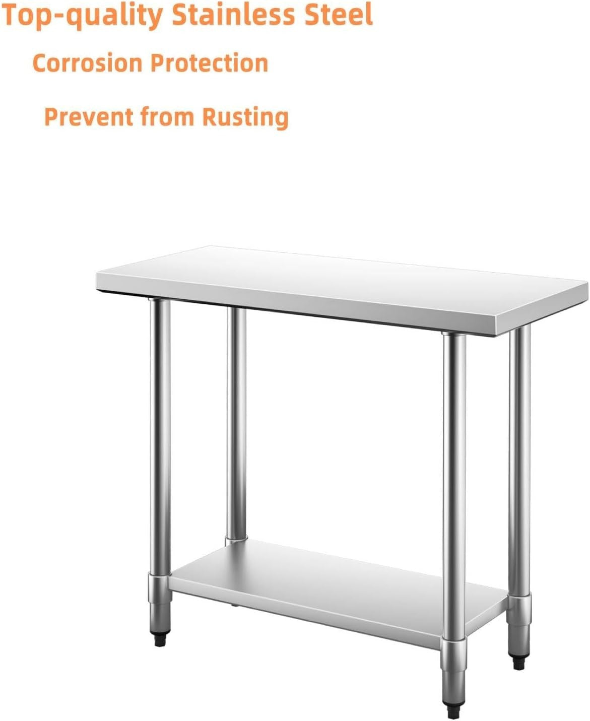 Stainless Steel Catering Table 91x61cm Heavy Duty Prep Workbench 250kg Shelf