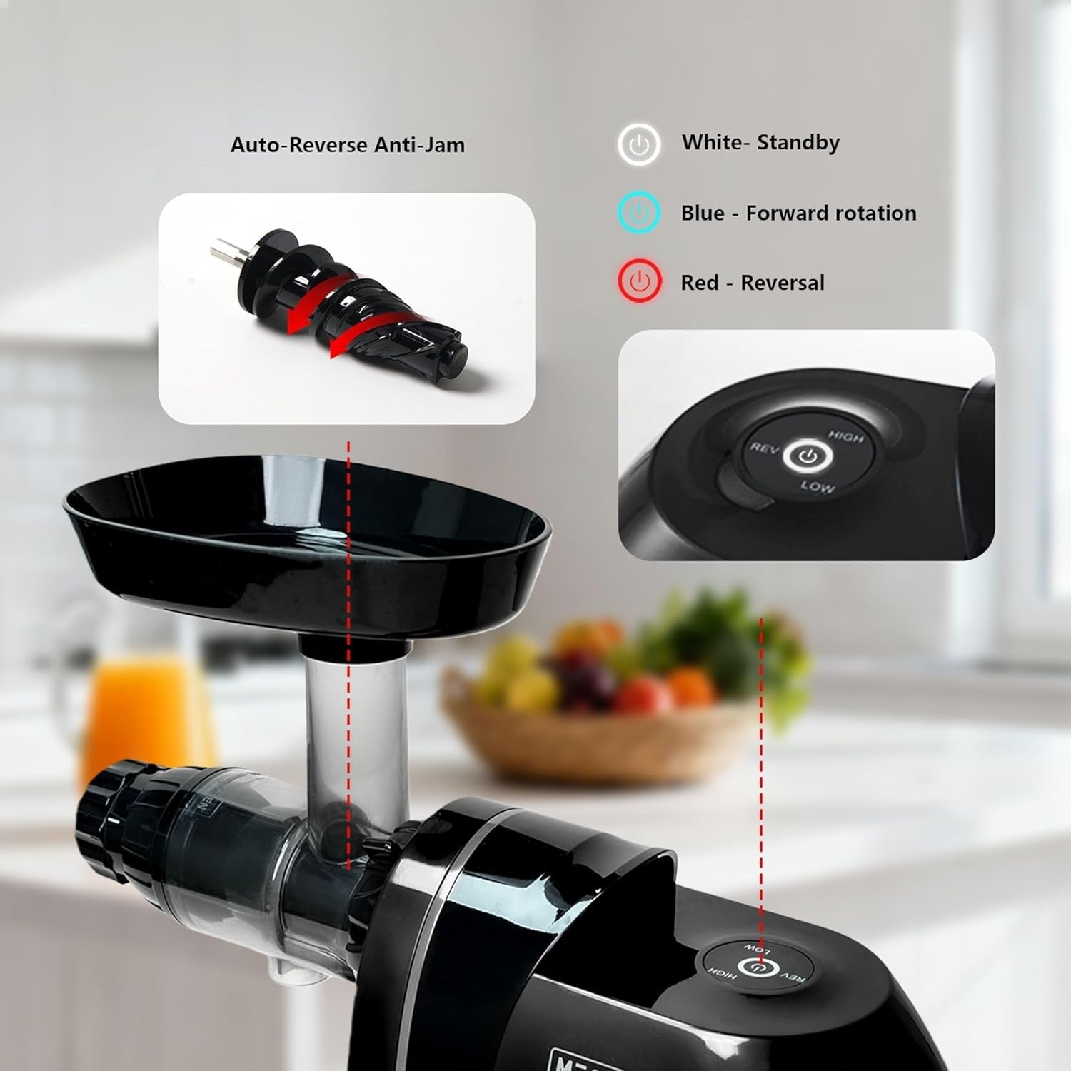 Cold Press Juicer Slow Masticating BPA Free High Yield Quiet Touch