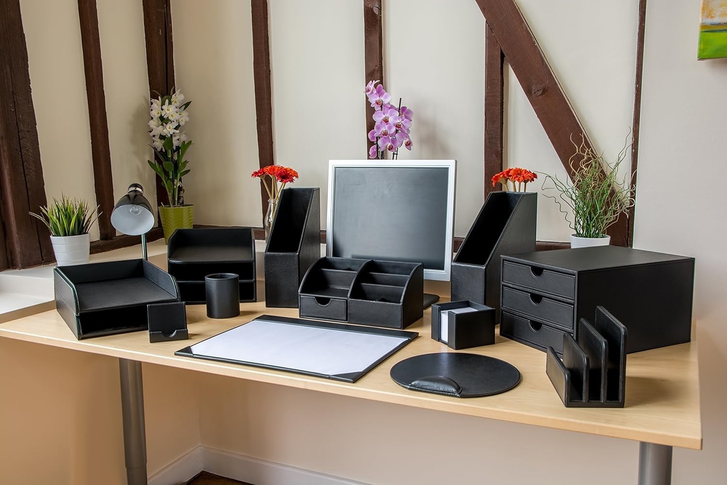 5-Tier Faux Leather Desk Letter Tray A4 File Organiser Paper Storage