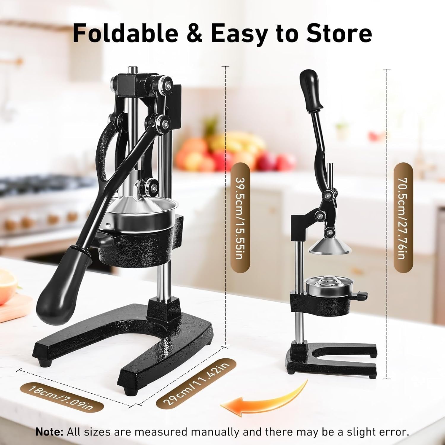 Manual Citrus Juicer Heavy Duty Cast Iron Hand Press Commercial Grade Pro