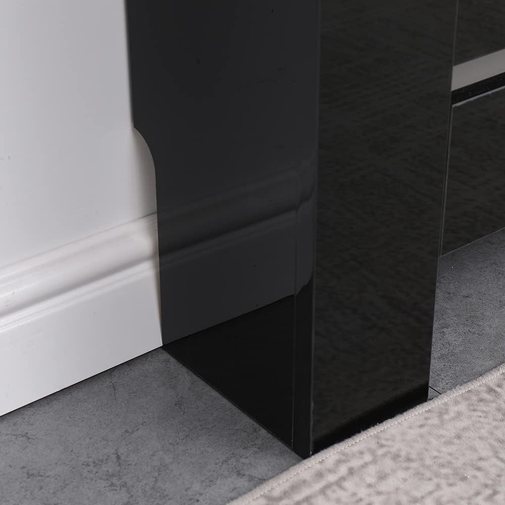 High Gloss Black Radiator Cover Modern Slatted Cabinet Extra Large