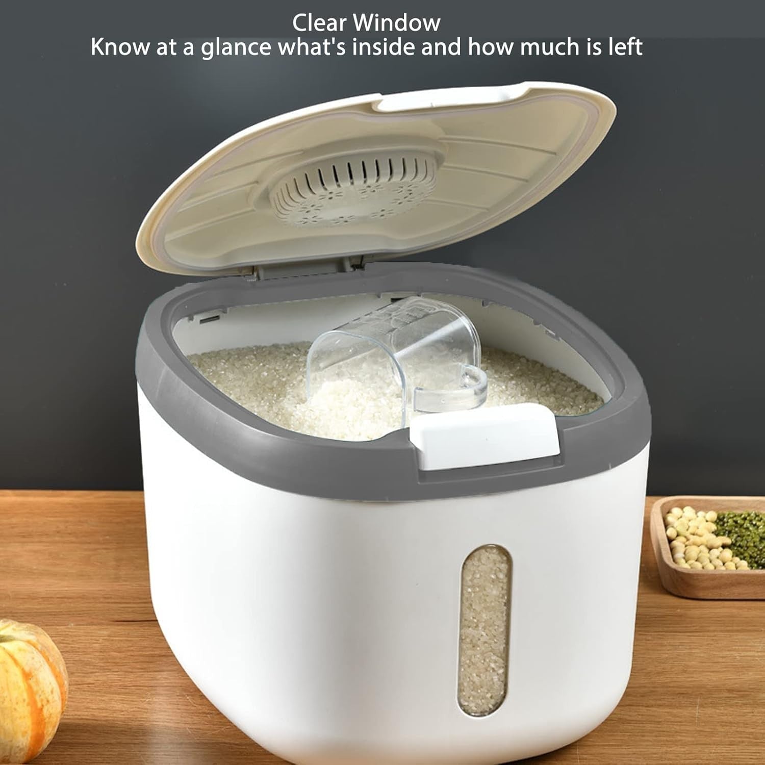 15KG Airtight Rice Storage Container w Measuring Cup
