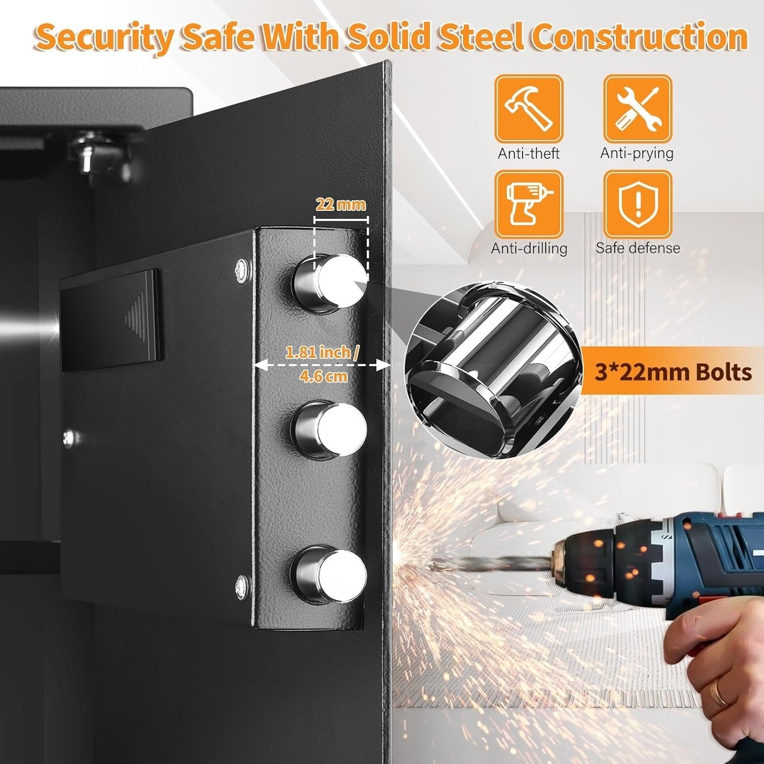 52L Digital Safe Box A4 Document Safe Alarm Security Cabinet Lock