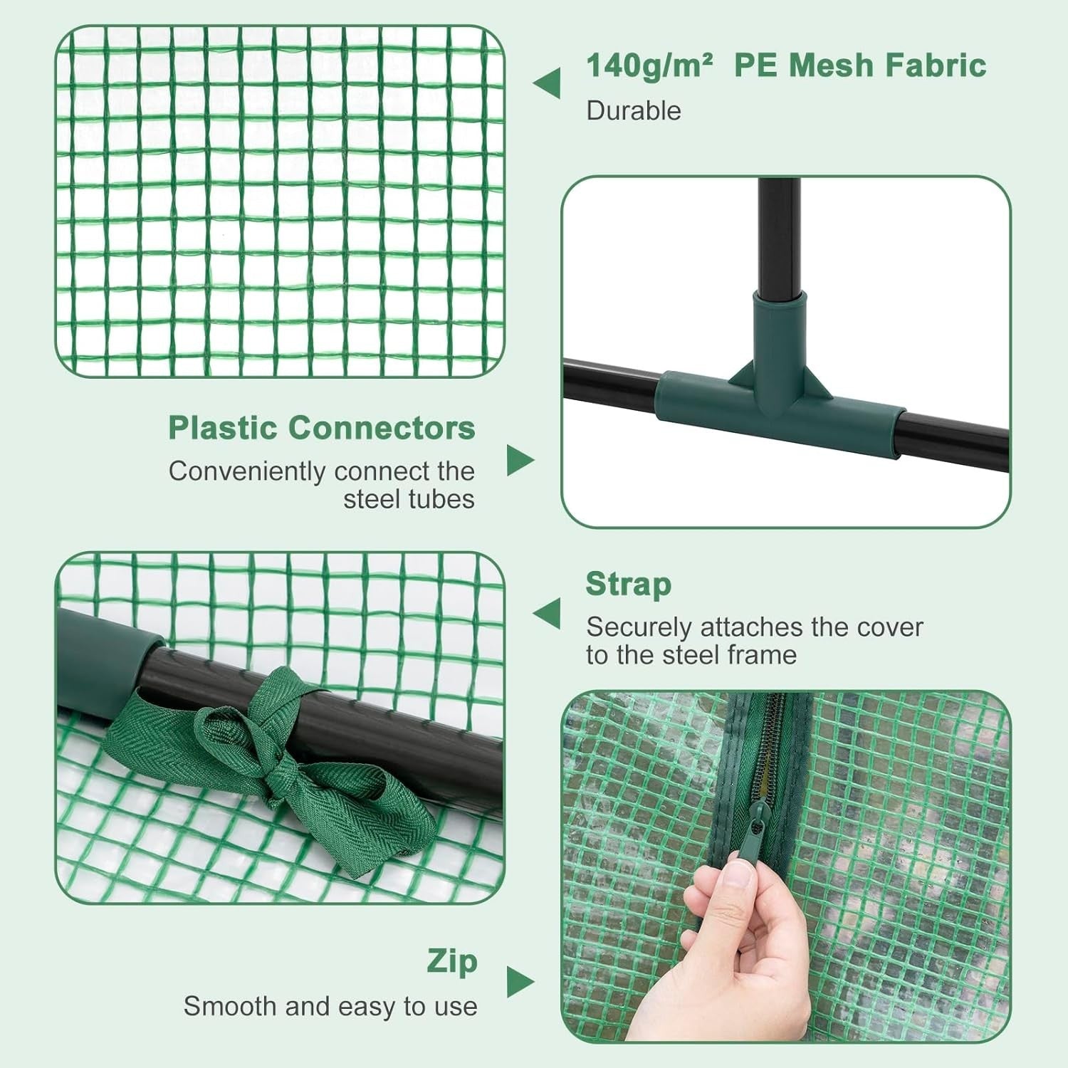 Mini Garden Greenhouse 120x60x60cm with Roll-Up Windows & Reinforced PE Cover