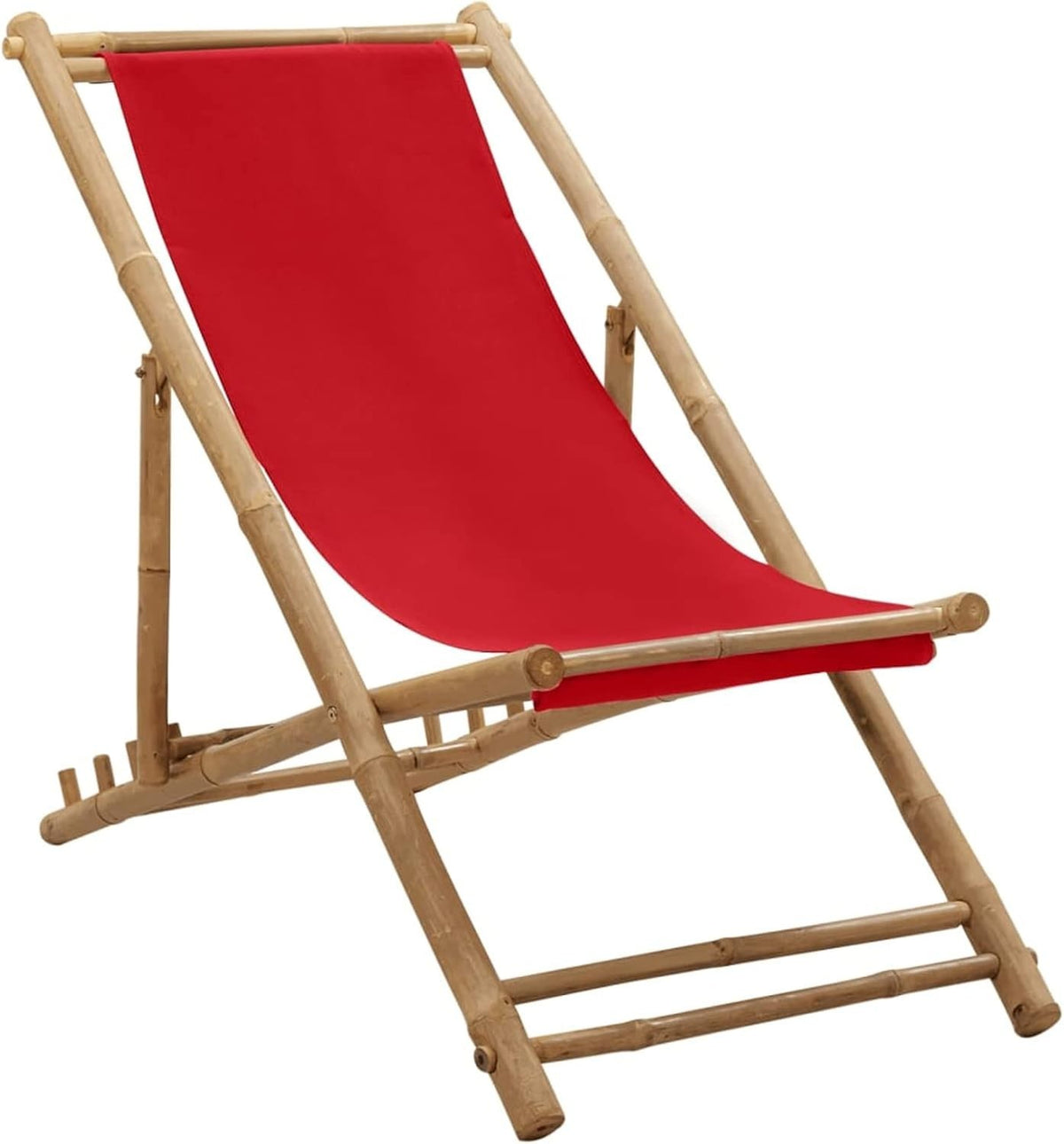 Adjustable Bamboo Deck Chair with Canvas Seat | Foldable Outdoor Lounger