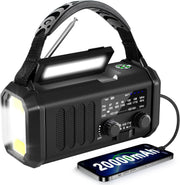 NOAA Emergency Radio 20000mAh Solar, Hand Crank, AM/FM, Torch & SOS