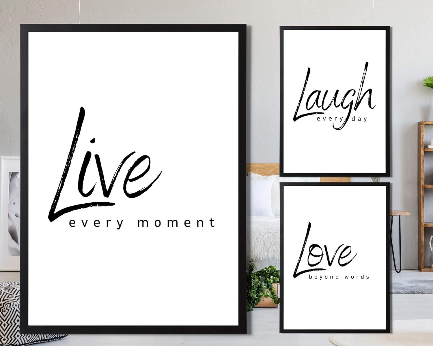 Live Laugh Love Wall Art Set A3 Prints Modern Quote Decor
