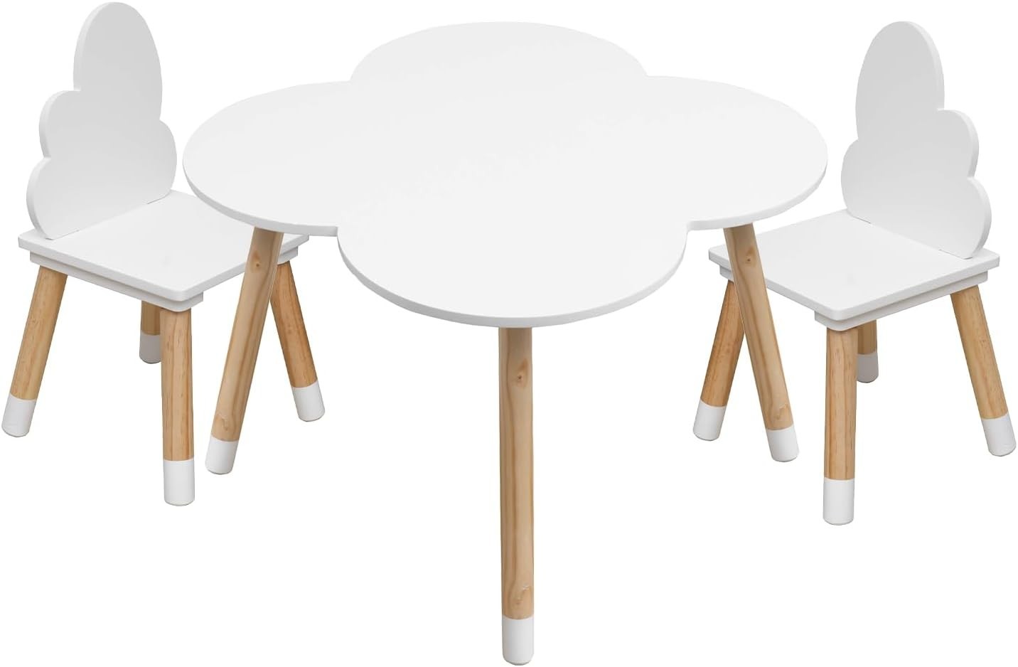 Kids Table and Chair Set with Rounded Edges, Scandinavian Style, Durable MDF