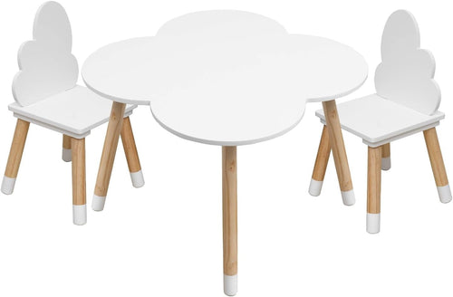 Kids Table and Chair Set with Rounded Edges, Scandinavian Style, Durable MDF