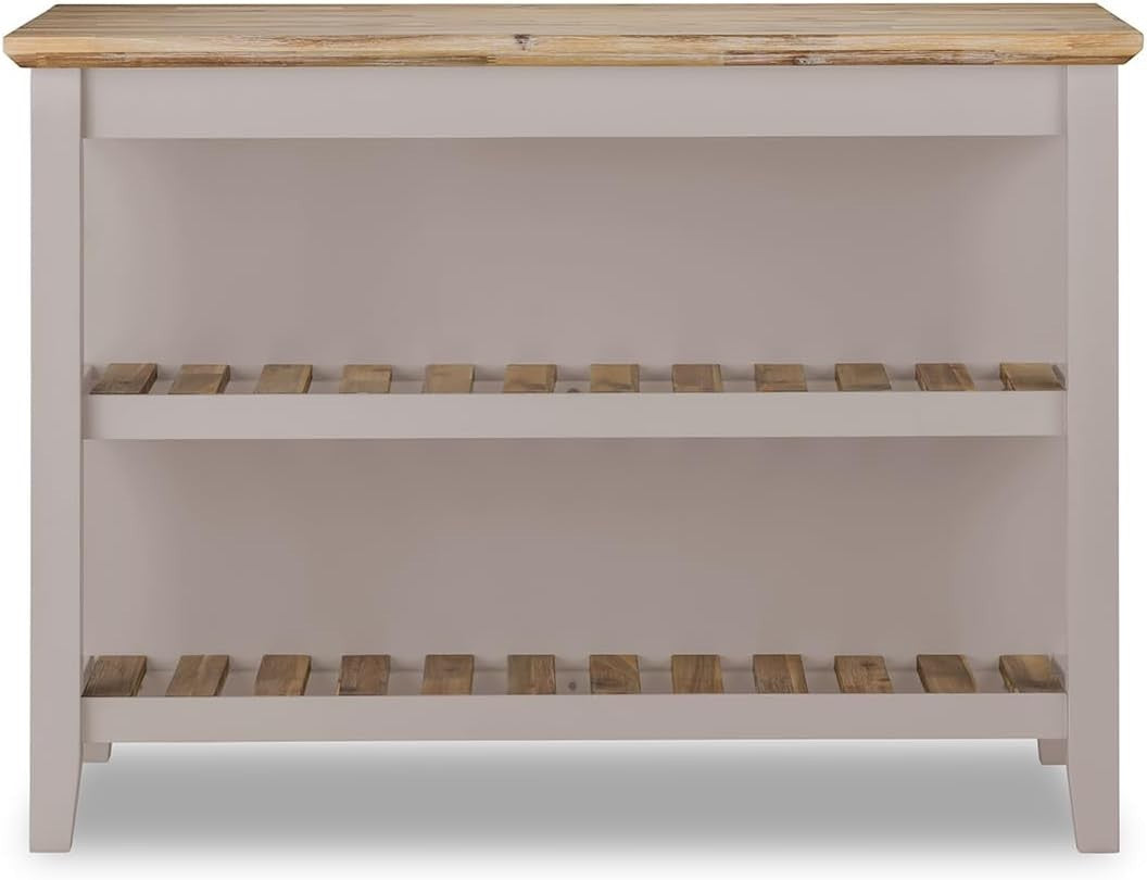 Breakfast Bar with Acacia Wood Top Storage Shelves Kitchen Island Truffle Home