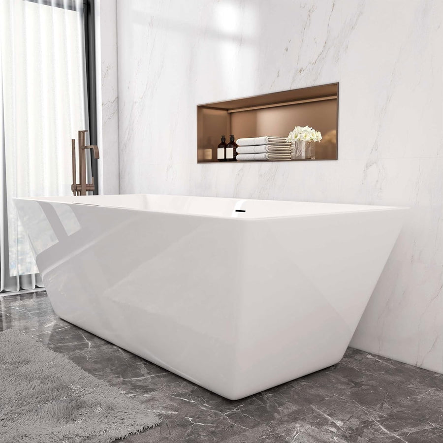 1700x800mm Modern Freestanding Double Ended Bath Tub Acrylic Gloss Spa