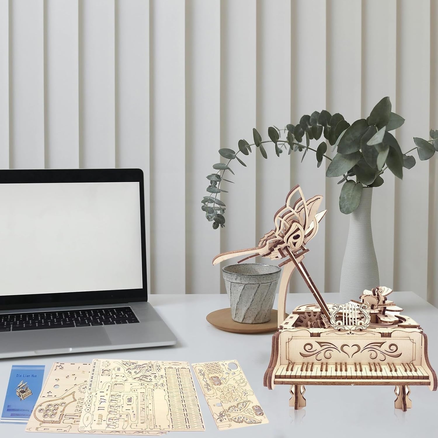 3D Wooden Piano Puzzle Kit for Adults | DIY Music Box Gift | 17x12cm Decor