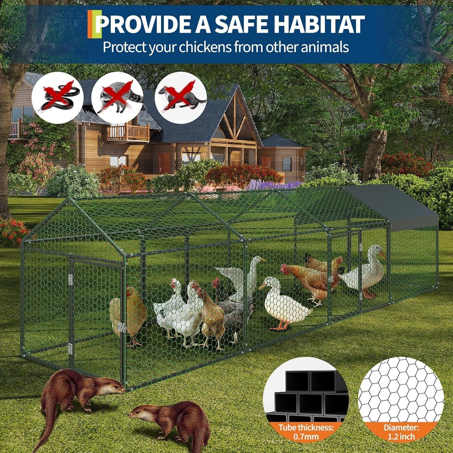 4m Walk In Chicken Run 4 Door Galvanised Coop 404cm