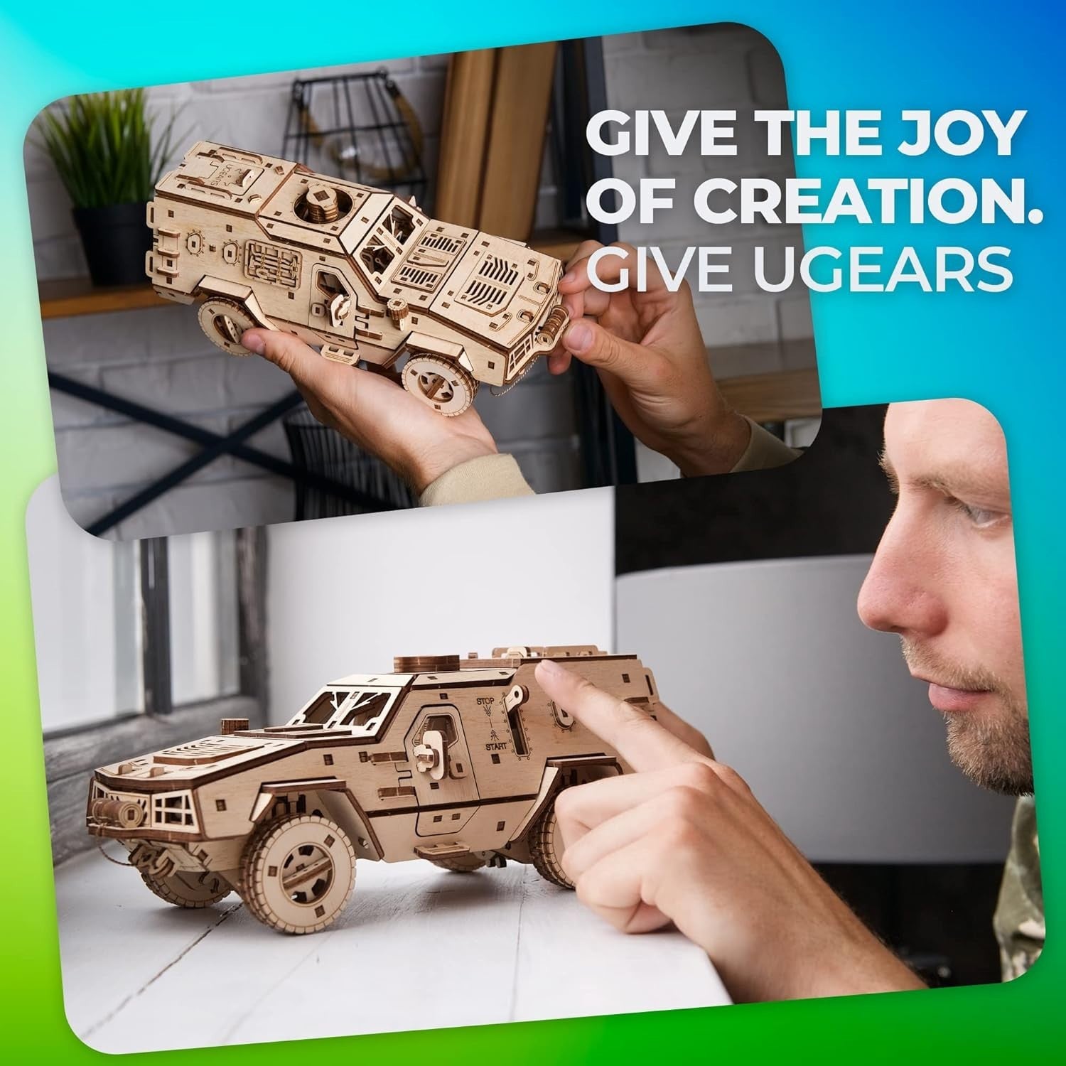 Military APC 3D Wooden Puzzle 300PCS Armored Vehicle Model Kit DIY