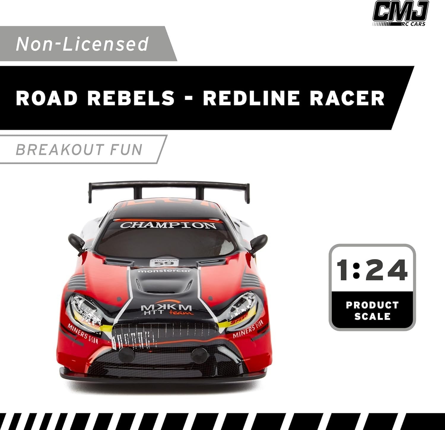 Road Rebel Redline Racer RC Car 1:24 Scale 2.4GHz High-Speed Toy Car