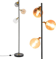 3 Light Floor Lamp Industrial Tree Standing Lamp Glass Shades E27 Tall
