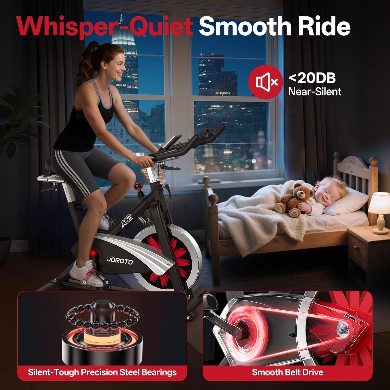 Magnetic Indoor Spin Bike w/ LCD Monitor, 18kg Flywheel, Belt Drive 160kg Cap