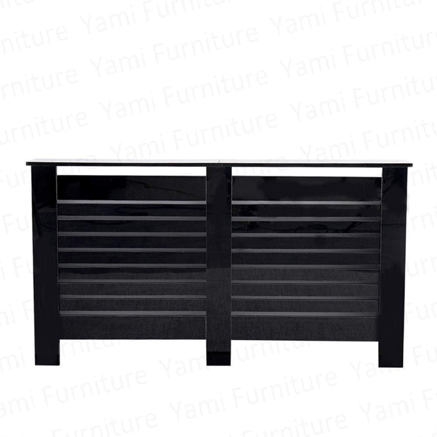 High Gloss Radiator Cover Large Black Modern Slatted Cabinet – Stylish