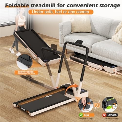 2-in-1 Folding Walking Pad Treadmill 12km/h 2.5HP Wide Belt Quiet Home Office