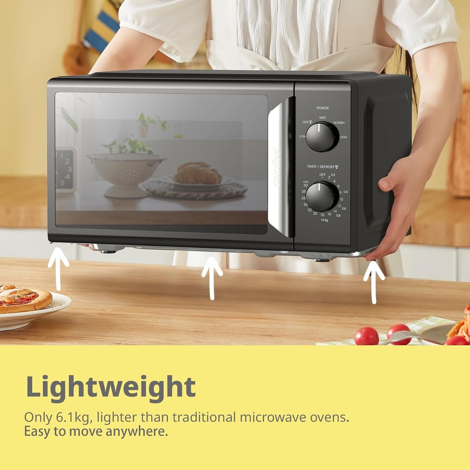 19L 700W Mini Microwave Black Mirror InverTech Defrost