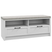 Shoe Storage Bench with Cushion Seat & Drawers – White Hallway Unit (S)