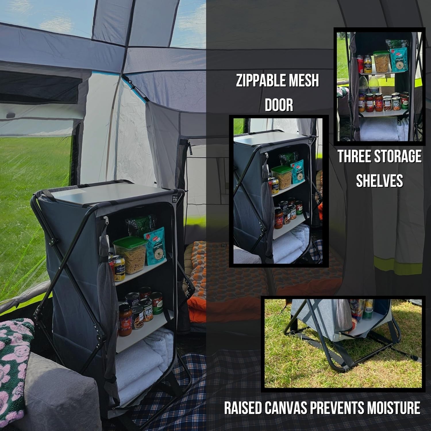 Camping Kitchen Cupboard Unit Foldable Storage Rack BBQ Picnic Stand