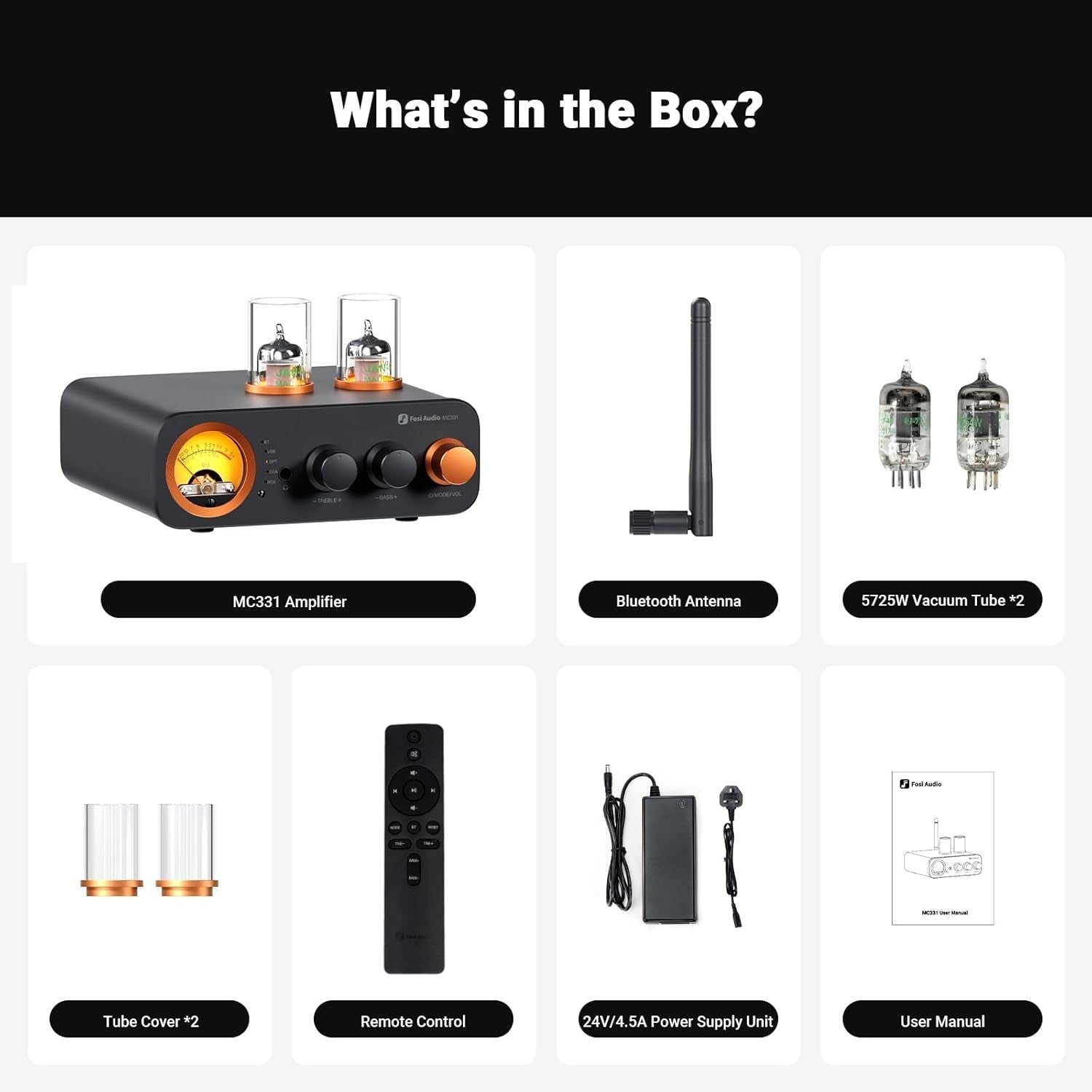 Hybrid Tube Amplifier DAC 105W x2 Bluetooth USB Optical RCA