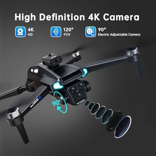 Foldable Drone with Dual Battery, 4K Camera & 360° Flip for Adults