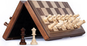 15" Magnetic Wooden Chess Set Foldable Travel Board 3" Pieces + Storage